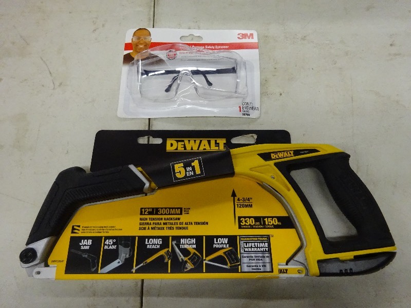lot 13 image: Safety Glasses and Lenox adjustable hacksaw