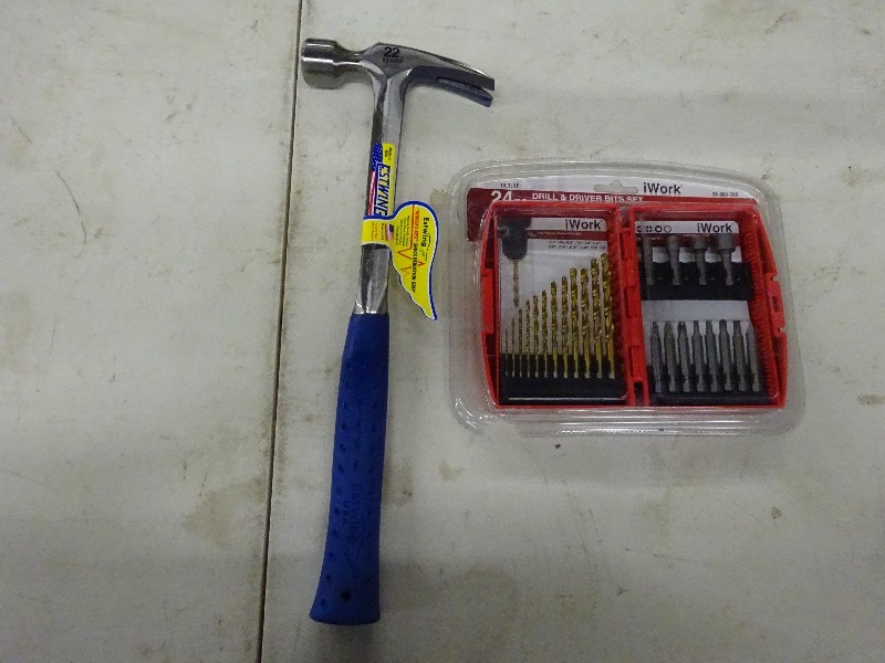 lot 31 image: 24 piece drill and driver bit set and estwing 22 oz.