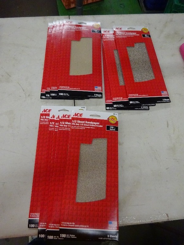 lot 99 image: 12 Sheet sandpaper 60 Grit, 150 grit, 100 grit