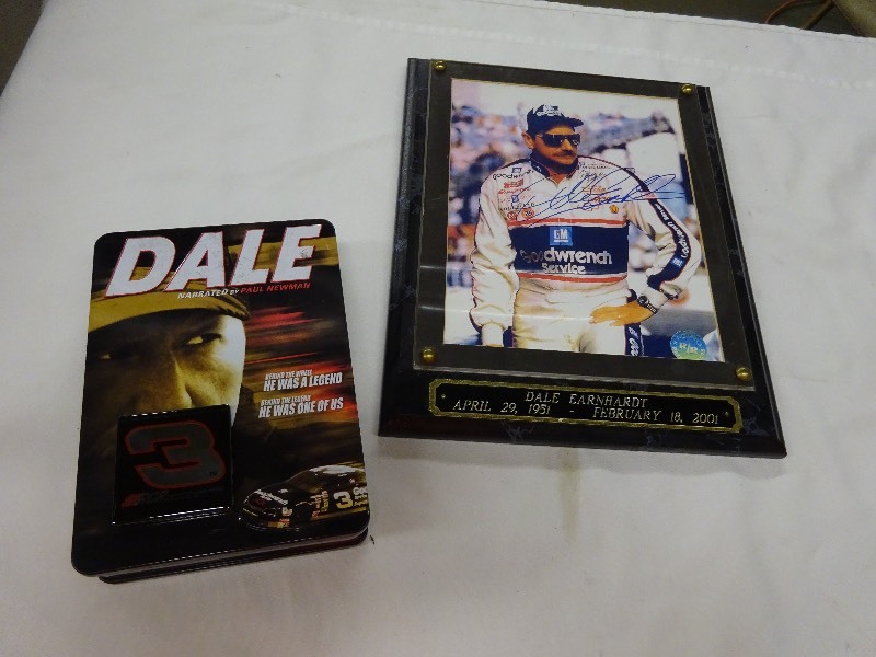 Dale Earnhardt Signed picture on plaque