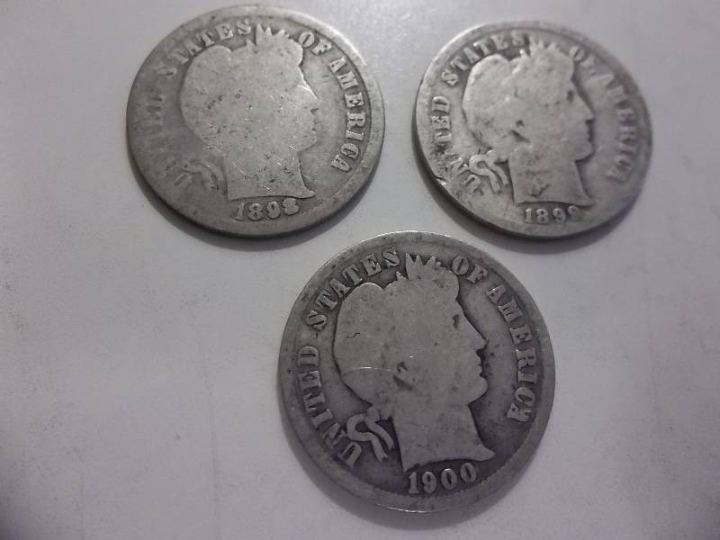 1898, 1999, 1900 Barber Dimes