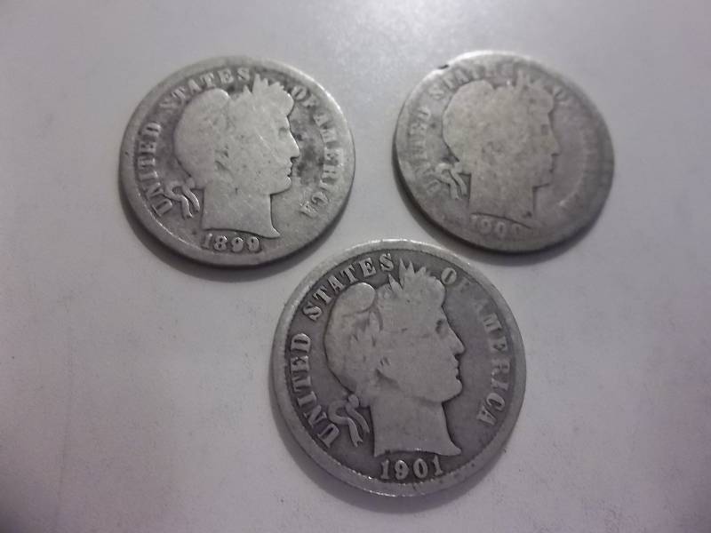 1899, 1900, 1901 Barber Dimes