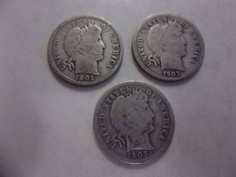 1901, 1903, 1905 O  Barber Dimes