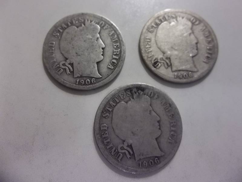 1906, 1906 D, 1906 S Barber Dimes