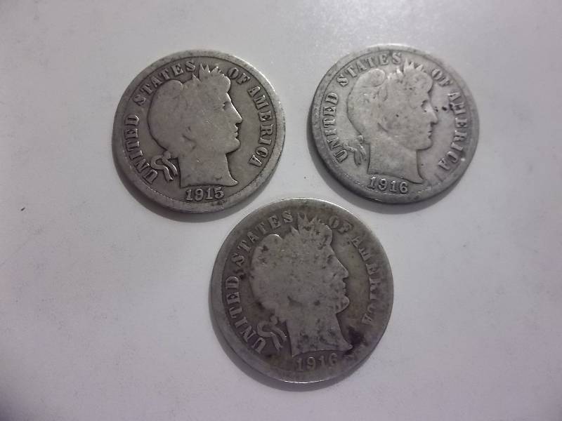 1915, 1916, 1916 S Barber Dimes