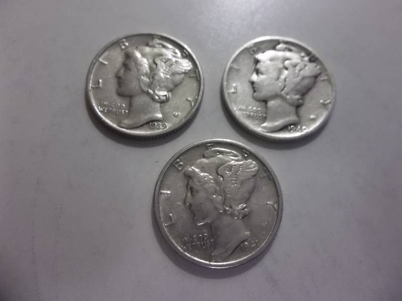 1939, 1940, 1941 D Mercury Dimes High Grades