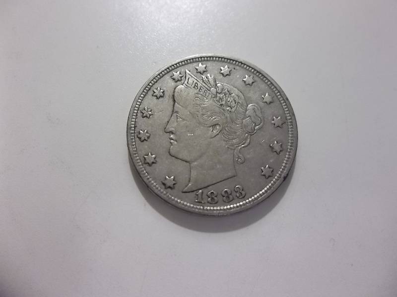 1883 V-Nickel With No Cents In High AU Condition