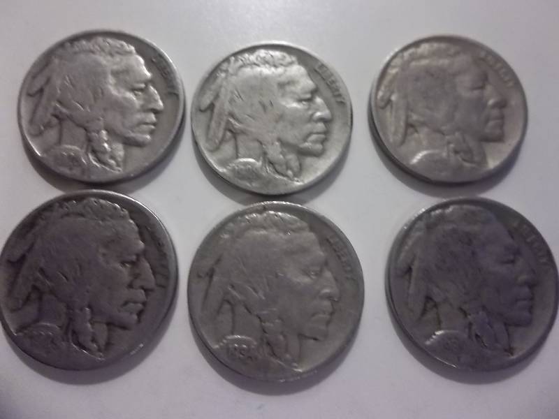 1926, 1928, 1929 S, 1930, 1934 , 1928 Buffalo Nickels With Good Readable Dates