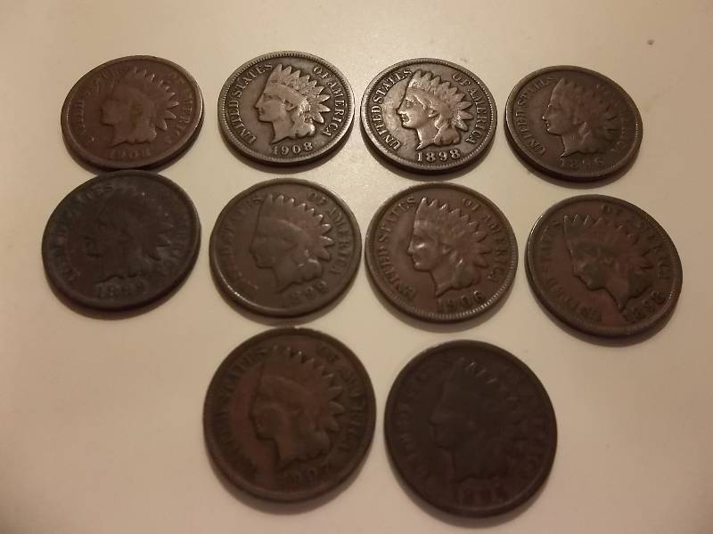 10 Indian Head Cents From 1896 To 1908 Some Dups