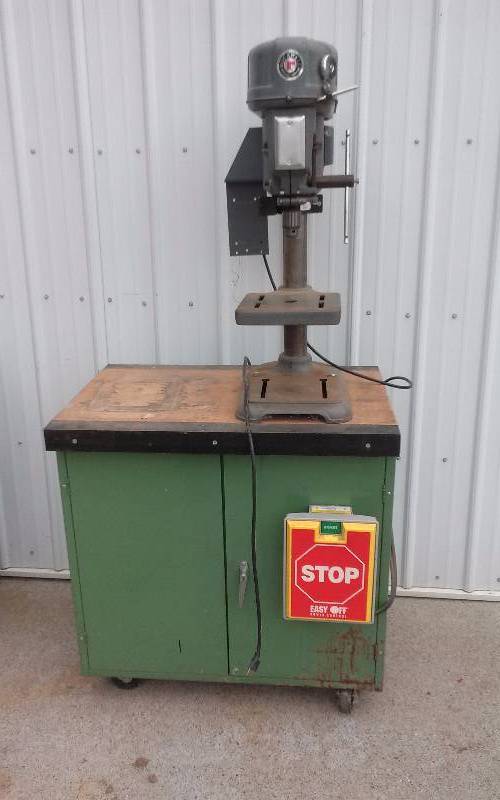 lot 3 image: Delta Rockwell Drill Press with Cart, 12hp motor