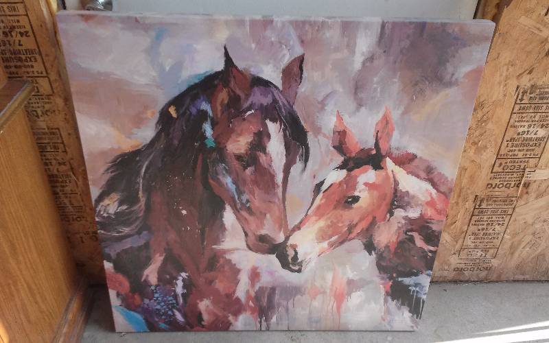 lot 80 image: Large Horse Head PaintingPicture, 35x35