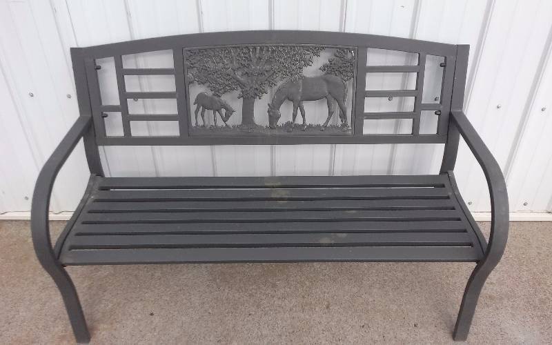 lot 81 image: Metal Horse Themed Bench, 50 wide