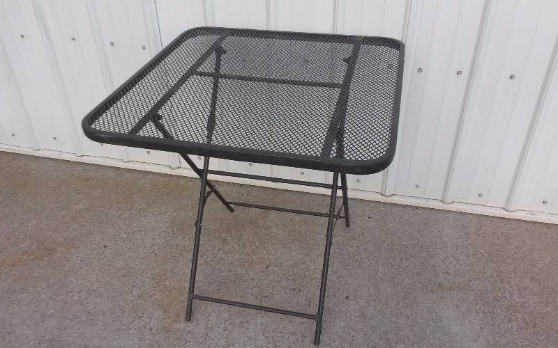 lot 97 image: Metal Folding Patio Table, 28x28x28
