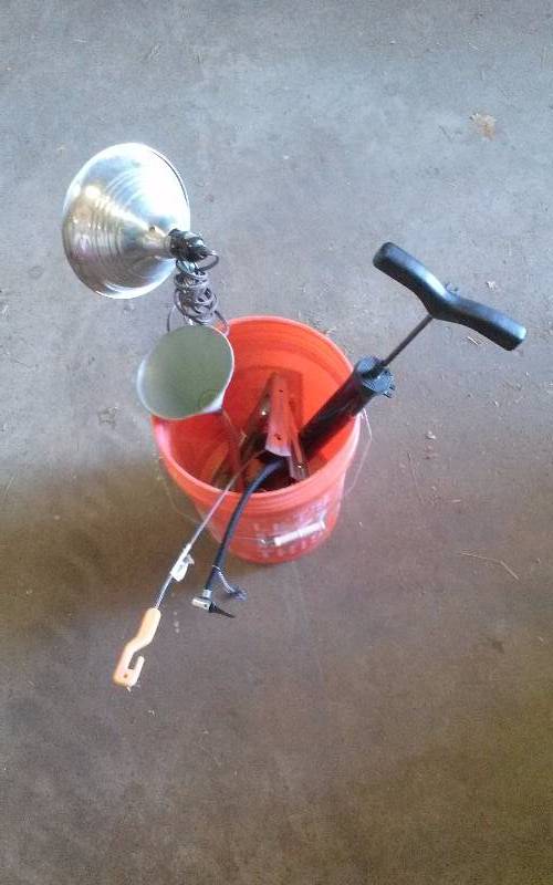 lot 117 image: Lot - Misc Funnel, Air Pump, Lamp, Etc