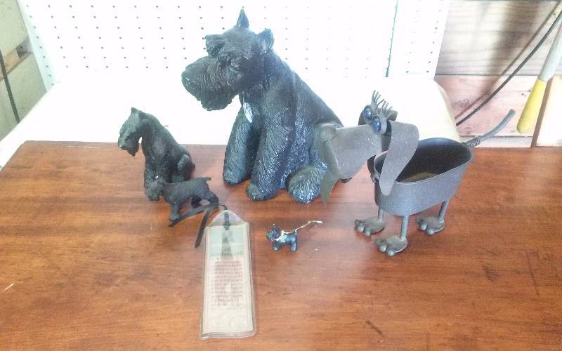 lot 241 image: Lot - Schnauzer Dog Figurines & Animated Dog Planter