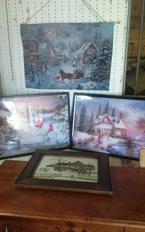 lot 246 image: Lot - Christmas Horse Tapestry, Blacksmith Print, Framed Puzzles