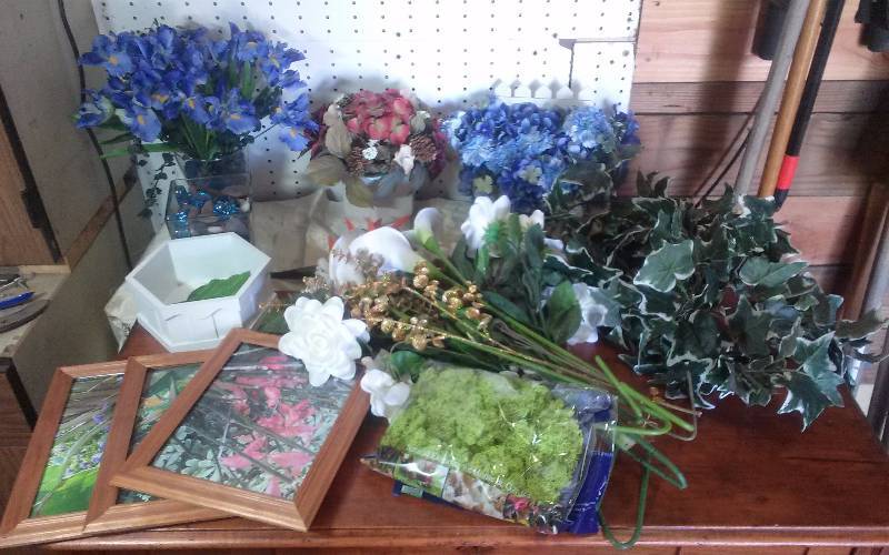 lot 249 image: Lot - Artificial Flowers & Vases