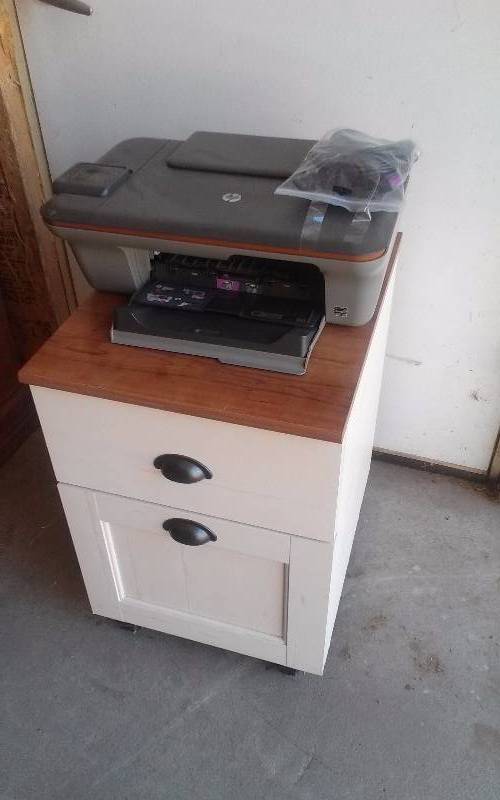 lot 254 image: Lot - Rolling Filing Cabinet, HP DeskJet 3051A PrinterScanCopy