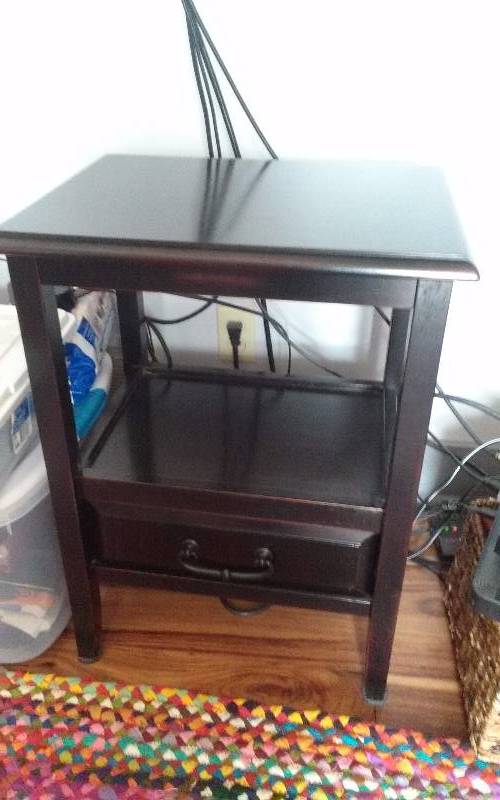 lot 305 image: Black Side Table with Drawer, 27x15x20