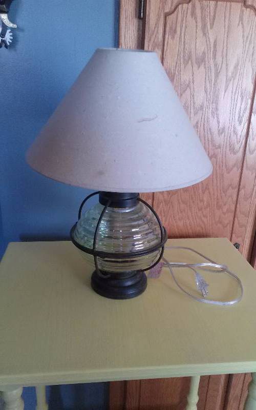 lot 307 image: PAIR Round Glass Lantern Look Table Lamps, 20