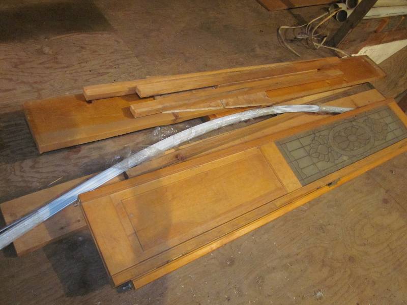 lot 104 image: 2 Patio Doors, 2 Bifold doors, Wall Board Connection Strips, & misc.