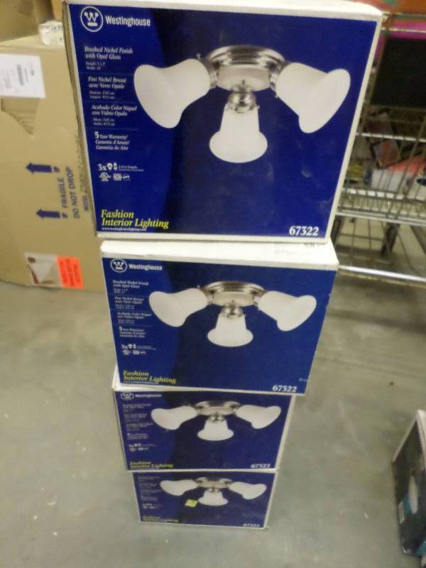 FOUR BRUSHED NICKEL FINISH LIGHT FIXTURE
