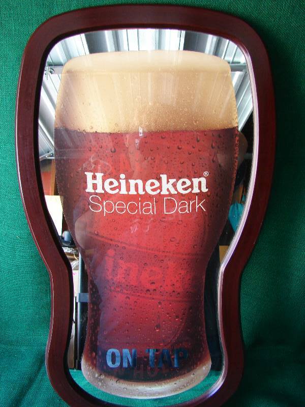 lot 149 image: Vintage Heineken Special Dark (ON TAP) WOOD FRAMED Mirrorwall hanger