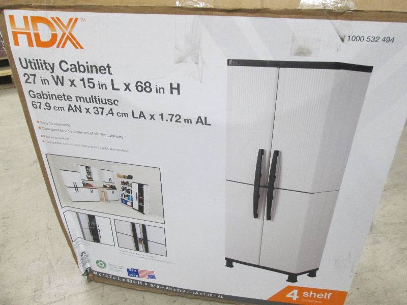HDX 27 in. W 4-Shelf Plastic Multi-...