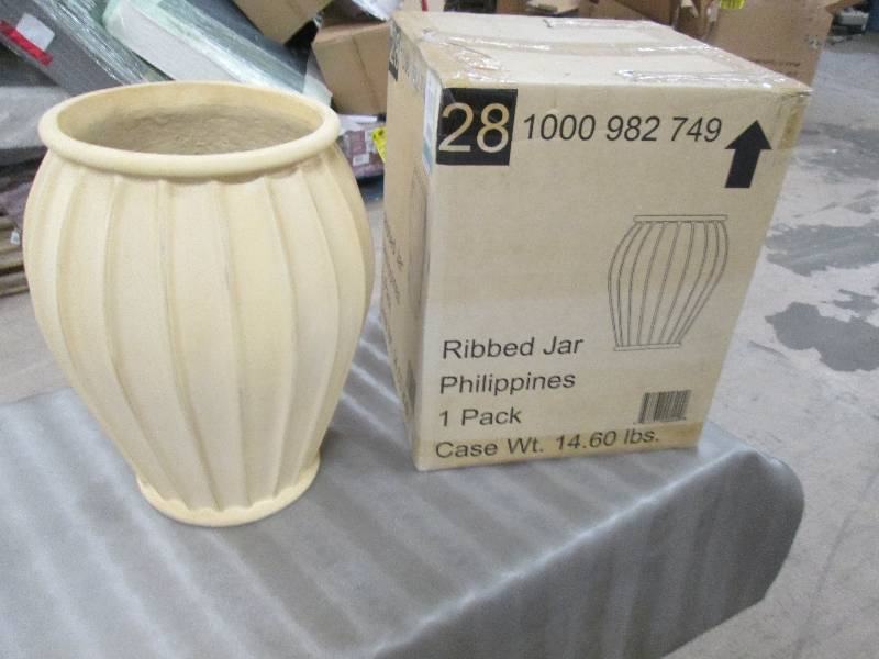 Lot of 2 Large Ribbed Jar Planters ...