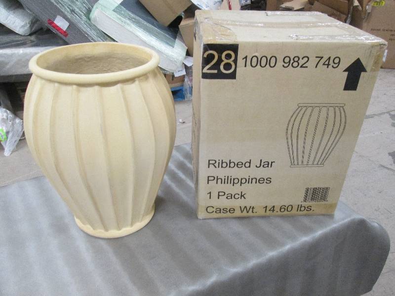 Lot of 2 Large Ribbed Jar Planters ...