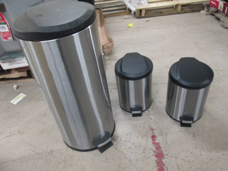 Set of 3 Step Trash Bins(1 Large & ...