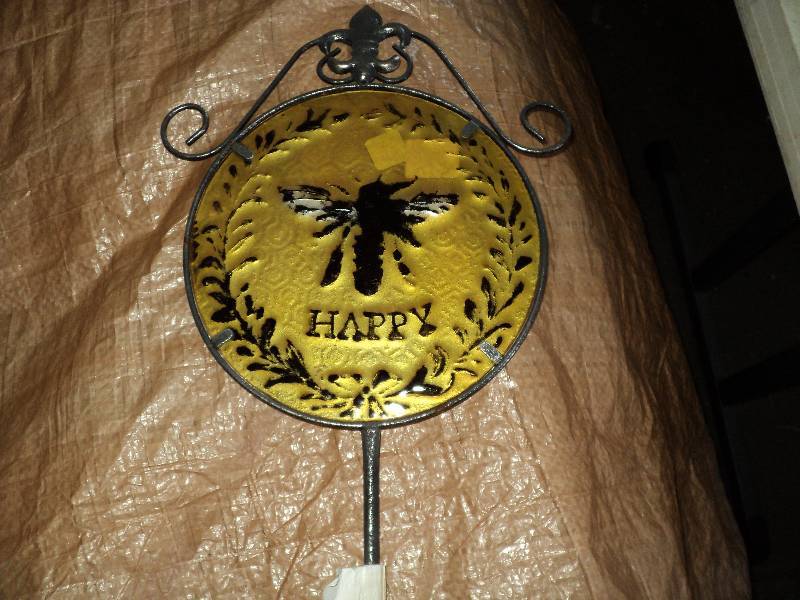outdoor sign 3 ft, says happy...