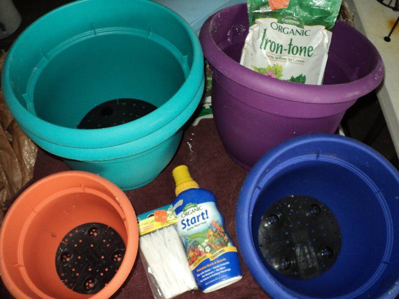 pots and organic plant food...