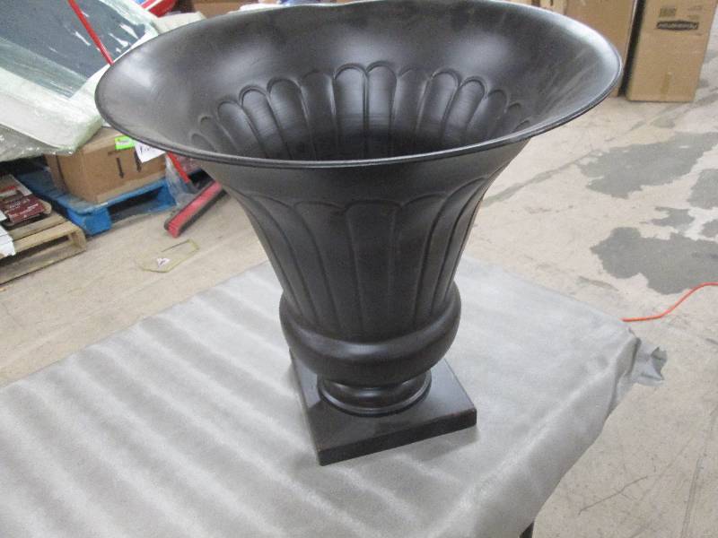 18 in. Bronze Ribbed Metal Urn Reta...