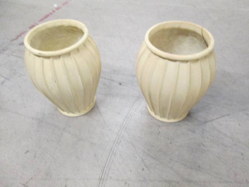 Lot of 2 Large Ribbed Jar Planters ...