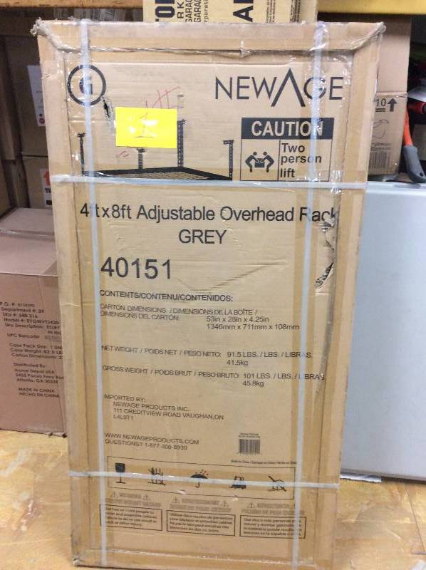 lot 1 image: New Age 4 x 8 Adjustable Overhead Grey