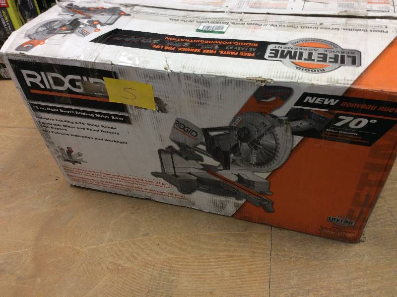lot 5 image: Ridgid 12 in Dual Bevel Sliding Miter Saw