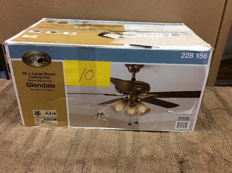 lot 10 image: Hampton Bay Glendale 52 in. Flemish Brass Ceiling Fan