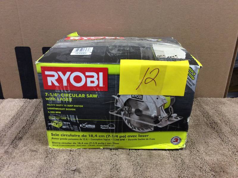lot 12 image: Ryobi 7 14 Circular Saw with Laser no blade included