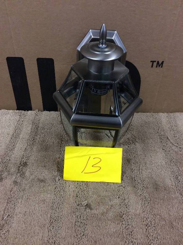 lot 13 image: Sea Gull Light 1-Light Antique Brushed Nickel Outdoor Wall-Mount Lantern