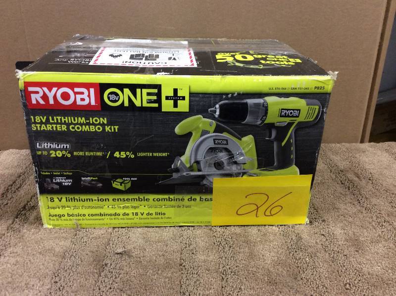 lot 26 image: Ryobi one  18V Litium ion Starter Combo Kit