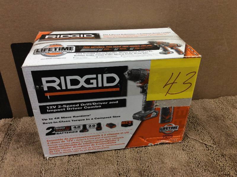 lot 43 image: Ridgid R9000K Hyper Lithium-Ion DrillDriver And Impact Driver Combo Kit 1 battery only