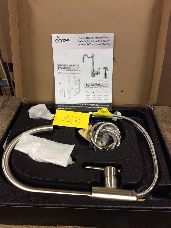 lot 53 image: Danze Parma Side Mount Single-Handle Side Sprayer Kitchen Faucet in Chrome