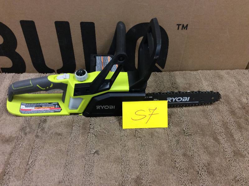 lot 57 image: Ryobi P546 10 in. ONE 18-Volt Lithium Cordless Chainsaw (Tool Only not used