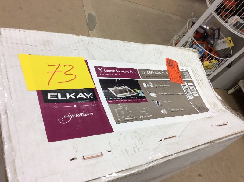 lot 73 image: Elkay Signature Drop-In Stainless Steel 25 in. 4-Hole Single Bowl Kitchen Sink