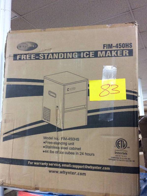 lot 83 image: Free Standing Ice Maker FIM-450HS Retails for $550