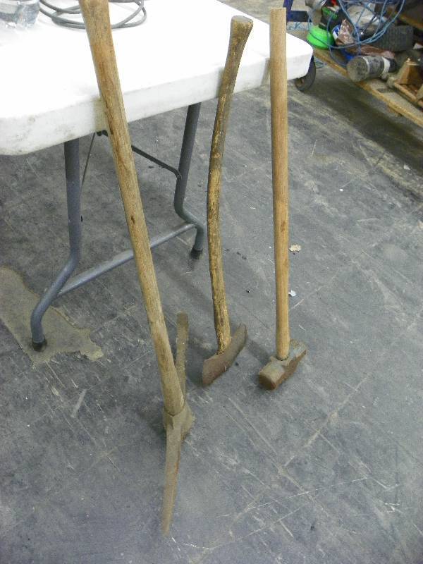 lot 467 image: Pick Axe, Axe and Sledge Hammer
