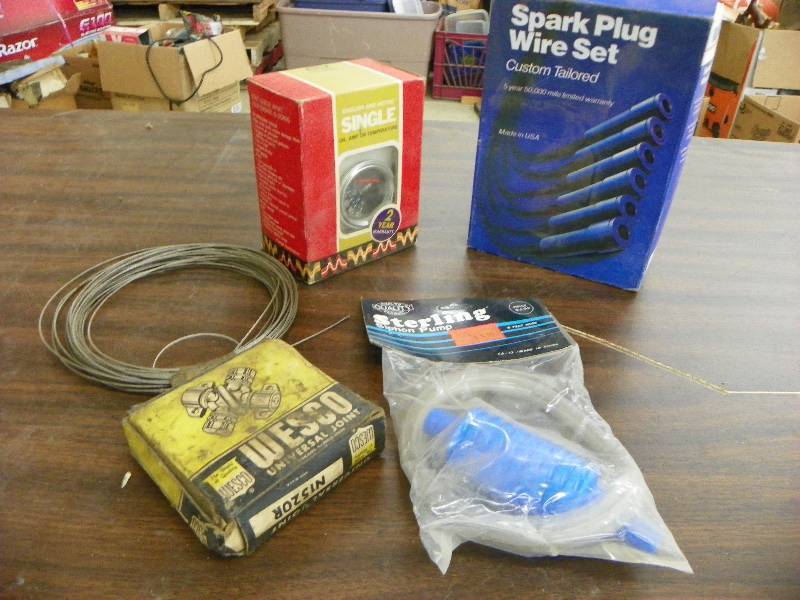 lot 570 image: Spark Plug wire set, gauge, wire and misc