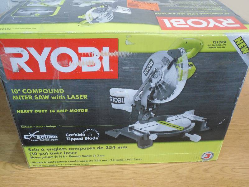 lot 28 image: Ryobi 14-Amp 10 in. Compound Miter Saw in Green