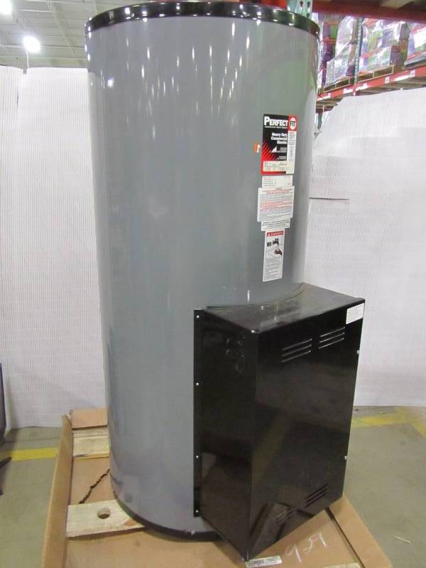 lot 1 image: Perfect fit 120 gallon electric commercial water heater.